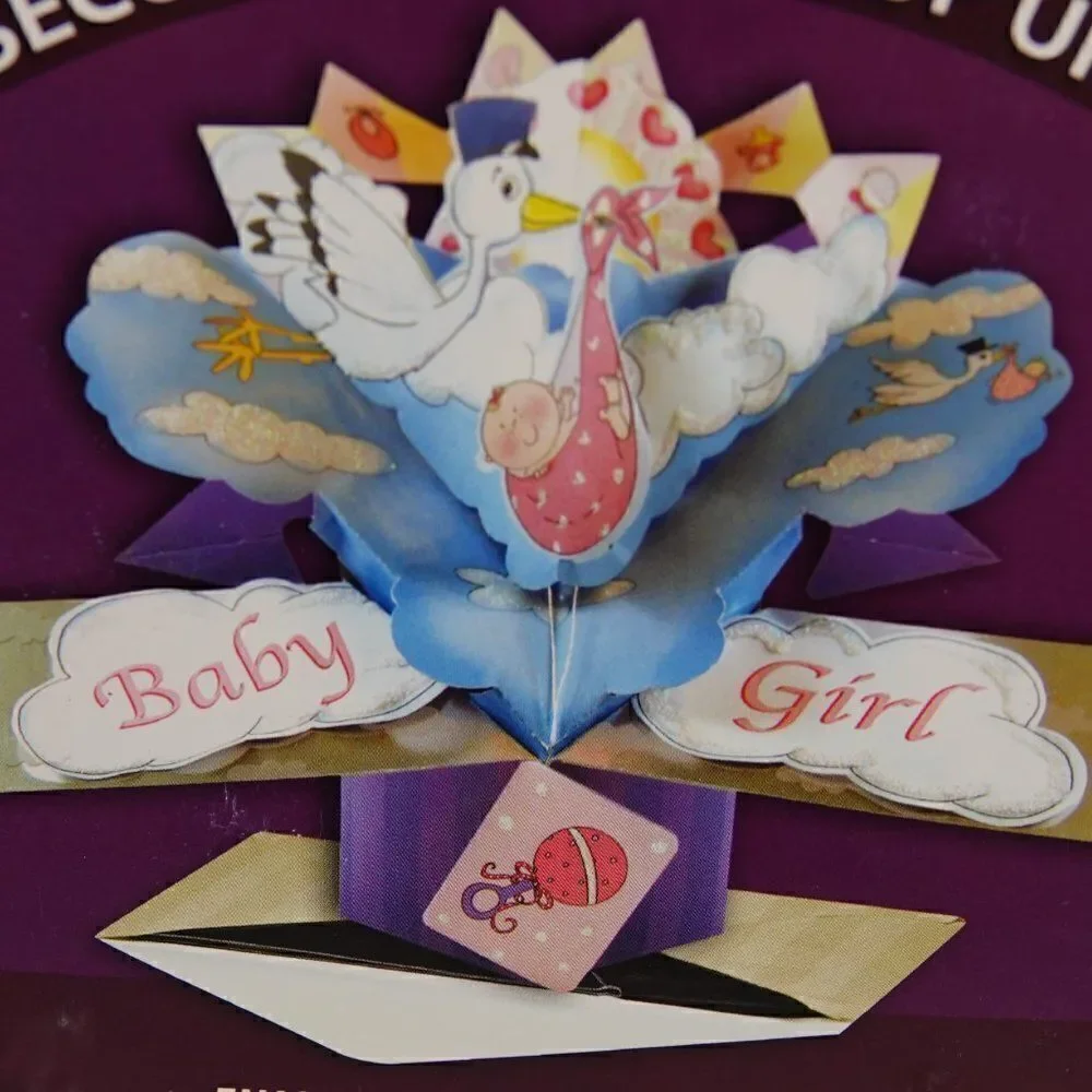 New Baby Girl Pop Up Greeting Card